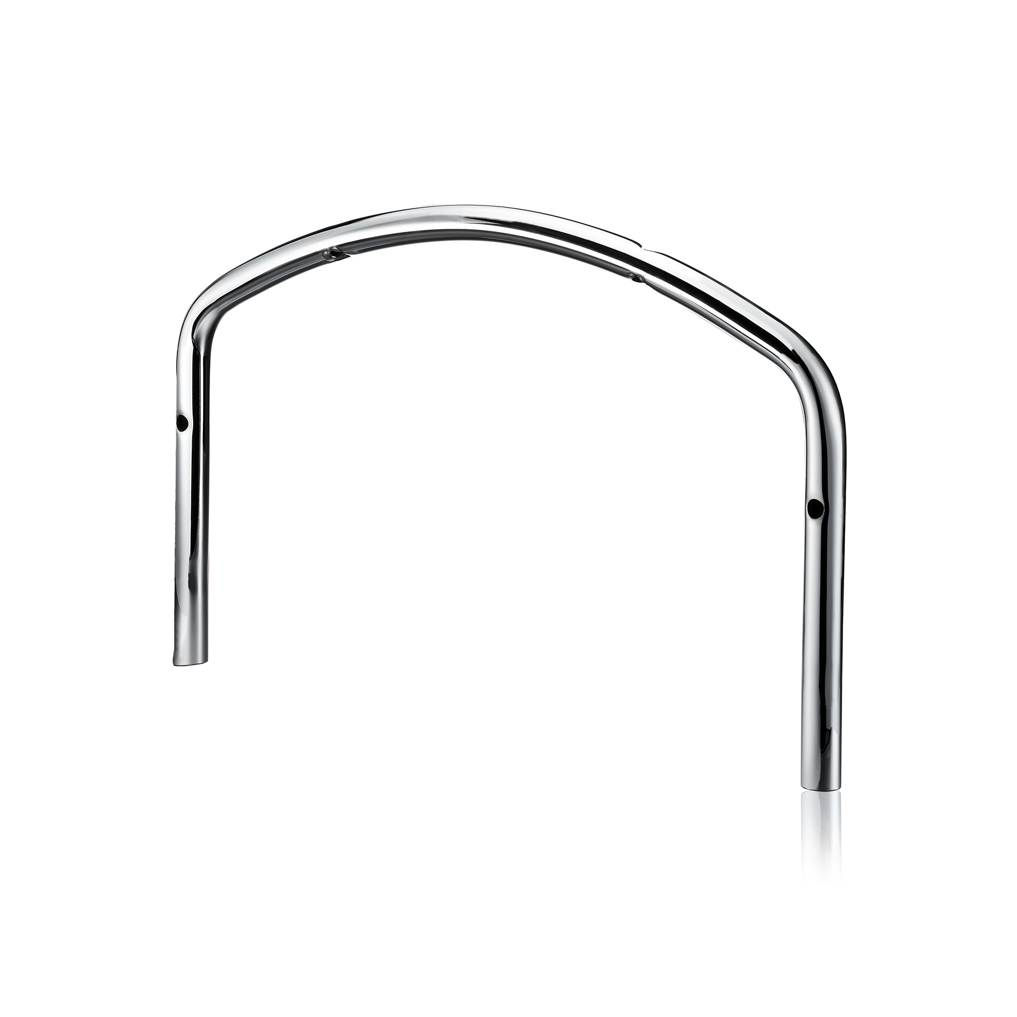 Gebogenes Metallrohr mit glatter Oberfläche und integrierten Bohrungen.