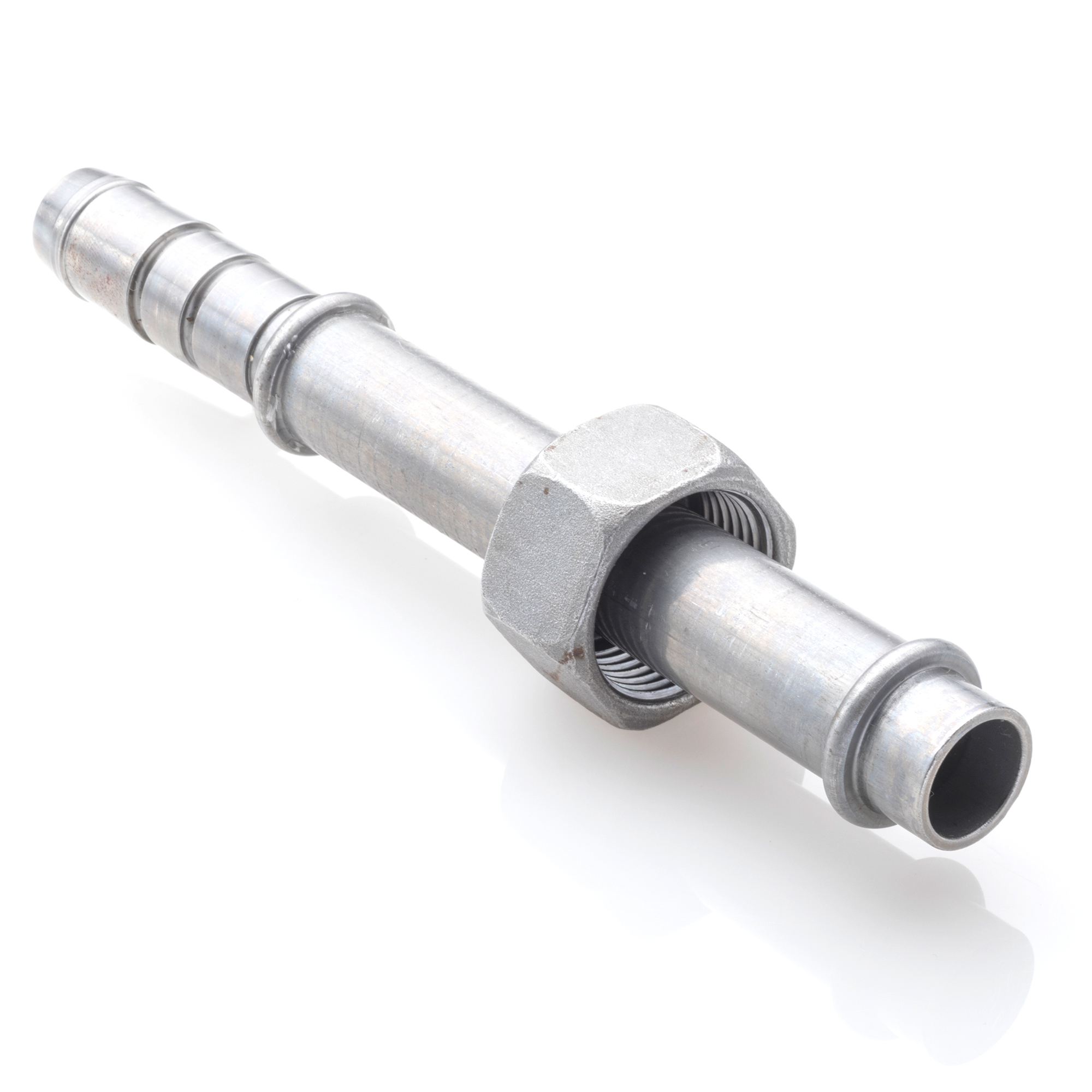 Gerade Hydraulikverschraubung mit Überwurfmutter und Schlauchanschluss.