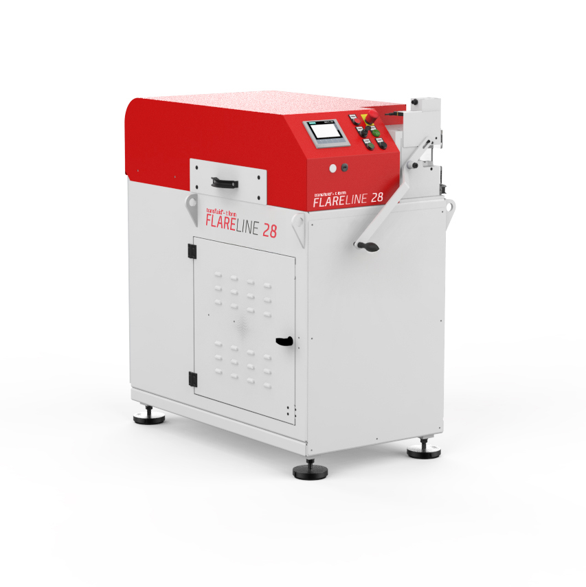 Rohrumformmaschine t form FLARELINE 28 von transfluid zur präzisen Bördel- und Rohrendenumformung.