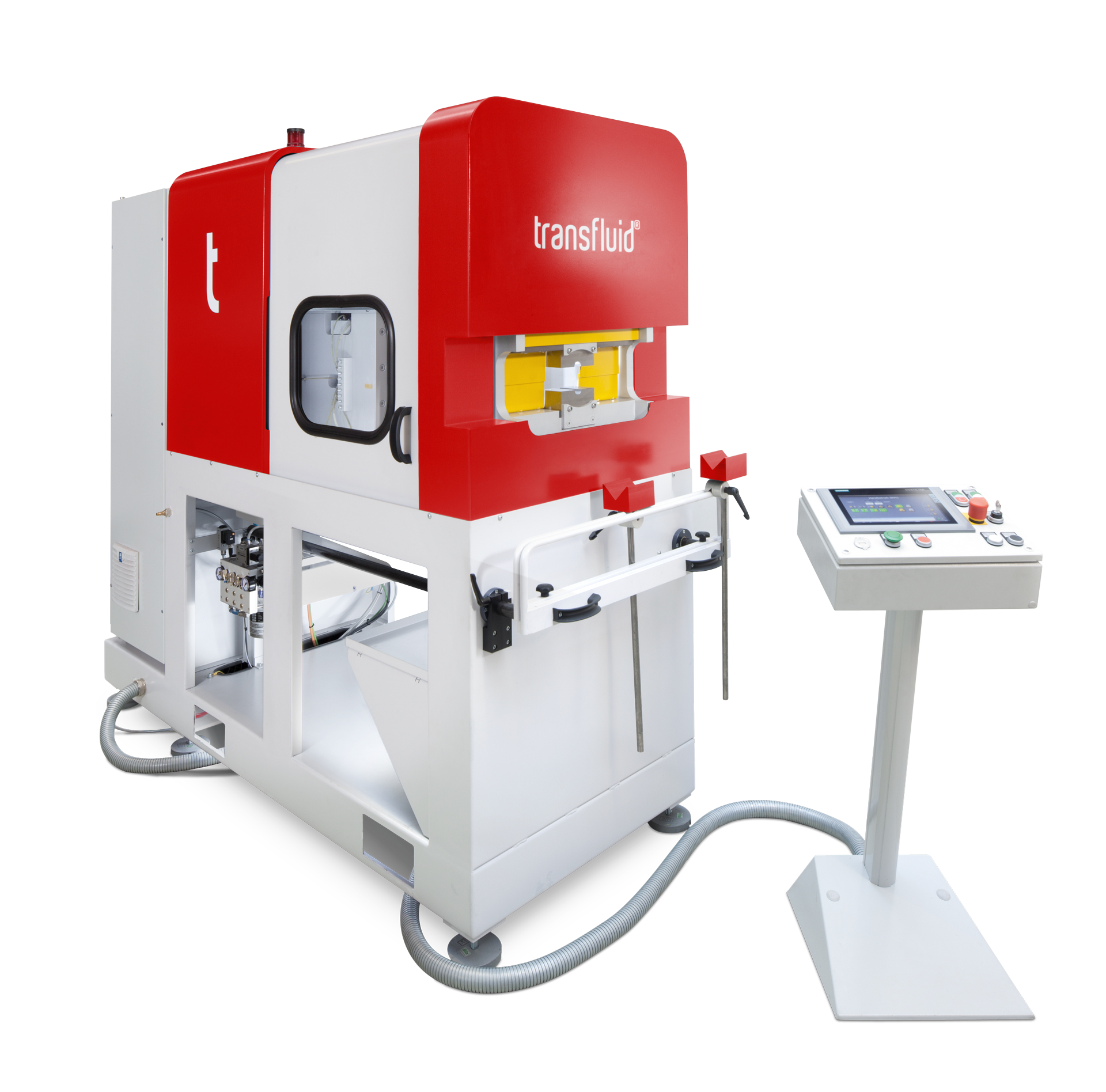 Rohrumformmaschine t form MULTILINE 65 von transfluid mit Bedienpanel zur industriellen Rohrbearbeitung.